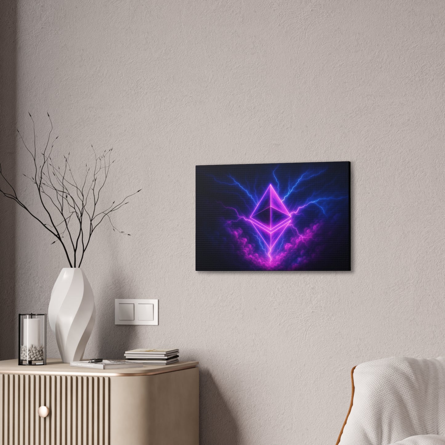 Abstract Lightning Ethereum Canvas Wall Art