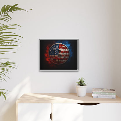 Bitcoin Patriot Framed Canvas Art, Crypto Wall Decor, American Cryptocurrency