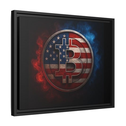 Bitcoin Patriot Framed Canvas Art, Crypto Wall Decor, American Cryptocurrency