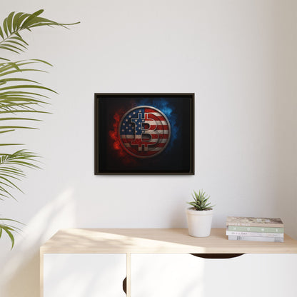 Bitcoin Patriot Framed Canvas Art, Crypto Wall Decor, American Cryptocurrency