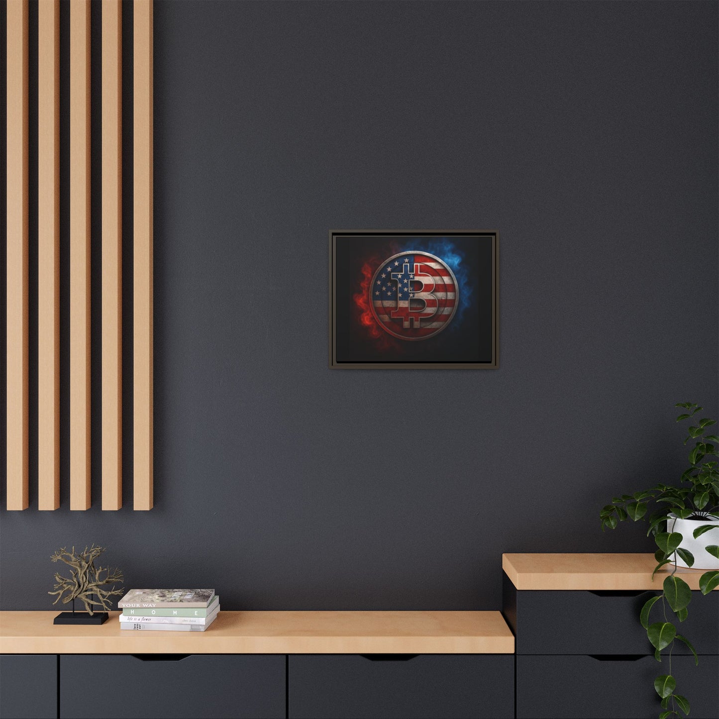 Bitcoin Patriot Framed Canvas Art, Crypto Wall Decor, American Cryptocurrency