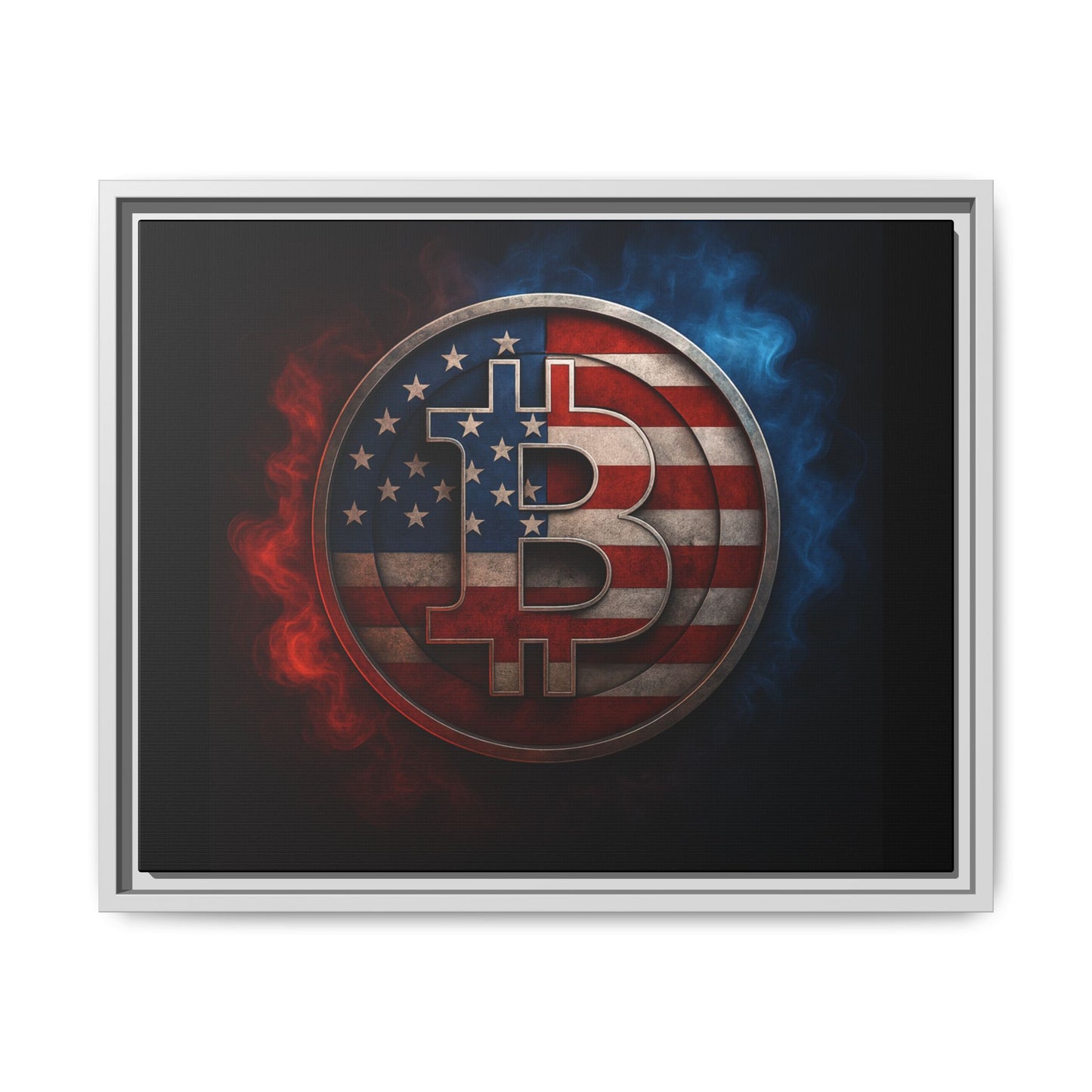 Bitcoin Patriot Framed Canvas Art, Crypto Wall Decor, American Cryptocurrency