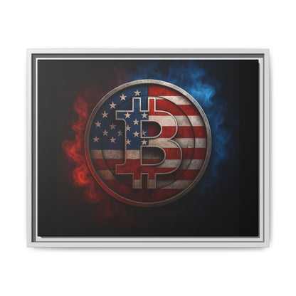 Bitcoin Patriot Framed Canvas Art, Crypto Wall Decor, American Cryptocurrency