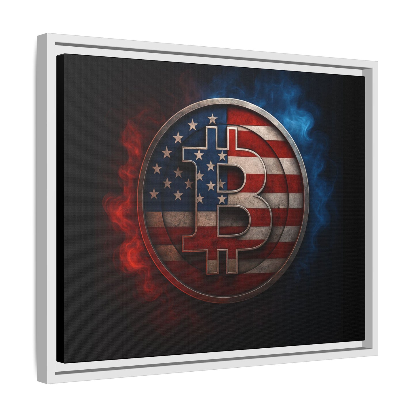 Bitcoin Patriot Framed Canvas Art, Crypto Wall Decor, American Cryptocurrency
